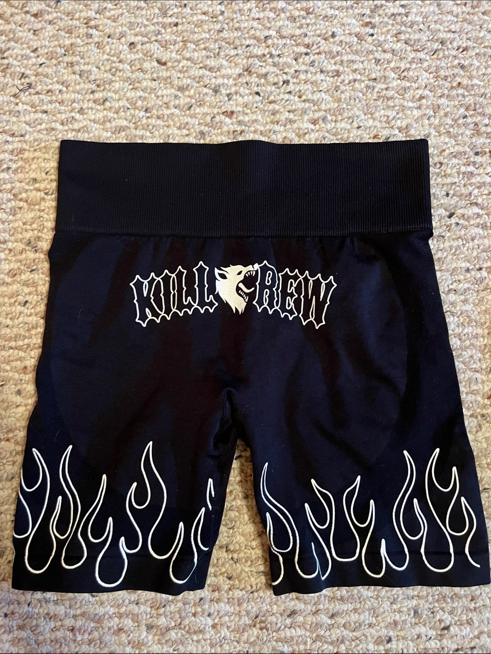 Kill Crew Black Flame-Trim Bike Shorts